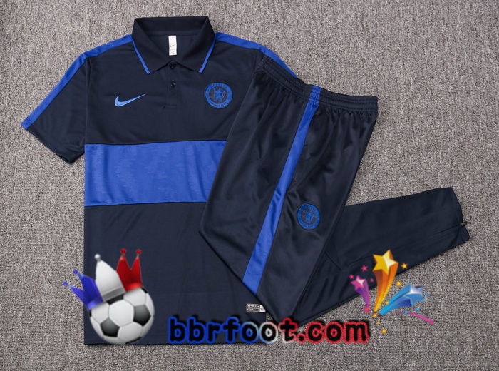Polo Foot FC Chelsea + Pantalon Bleu Royal 20/21