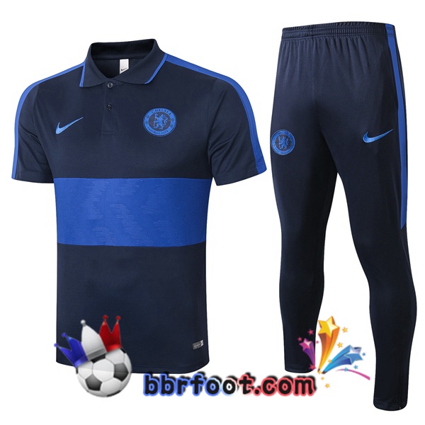 Polo Foot FC Chelsea + Pantalon Bleu Royal 20/21