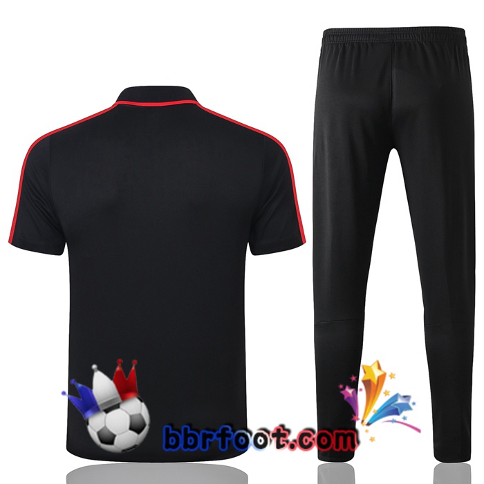 Polo Foot AS Roma + Pantalon Noir Rouge 20/21
