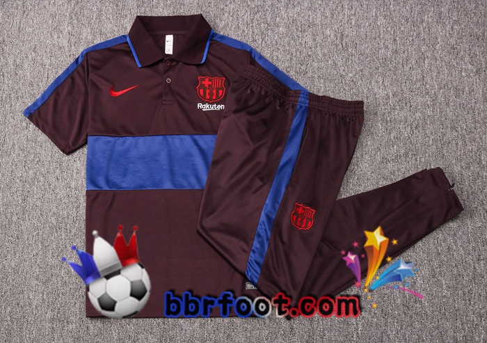 Polo Foot FC Barcelone + Pantalon Marron Bleu 20/21