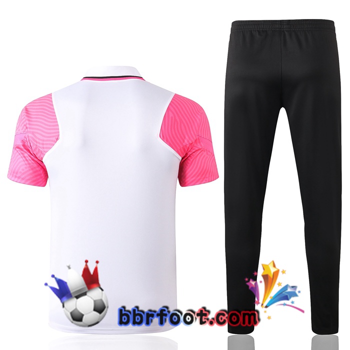 Polo Foot JORDAN Paris PSG + Pantalon Blanc Rose 20/21