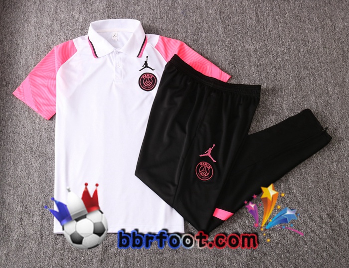 Polo Foot JORDAN Paris PSG + Pantalon Blanc Rose 20/21