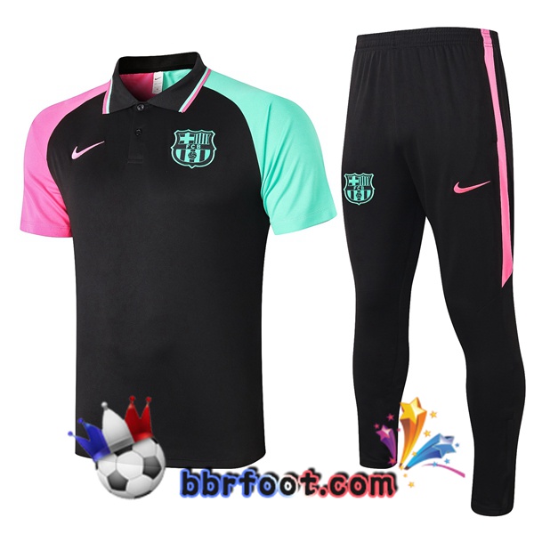 Polo Foot Atletico Madrid + Pantalon Noir Rose Vert 20/21