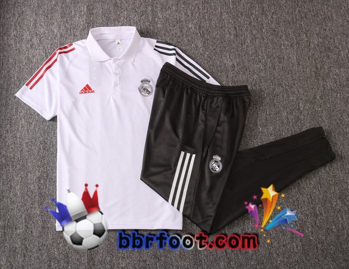 Polo Foot Real Madrid + Pantalon Blanc 20/21