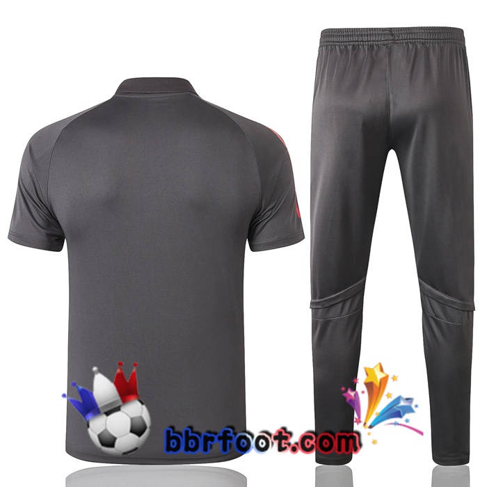 Polo Foot Real Madrid + Pantalon Gris Fonce 20/21