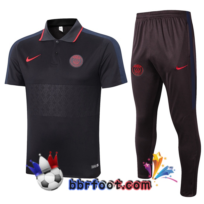 Polo Foot Paris PSG + Pantalon Noir Gris 20/21