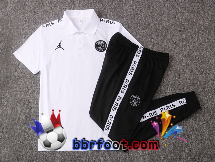 Polo Foot Paris PSG Jordan + Pantalon Blanc 20/21