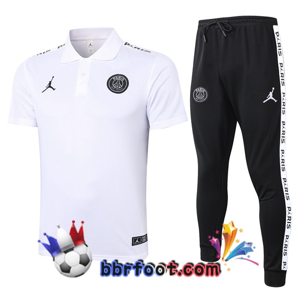 Polo Foot Paris PSG Jordan + Pantalon Blanc 20/21