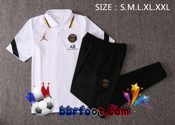 Polo Foot Polo JORDAN Paris PSG + Pantalon Blanc 20/21