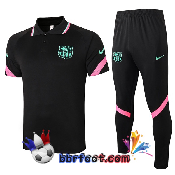 Polo Foot FC Barcelone + Pantalon Noir Rose 20/21