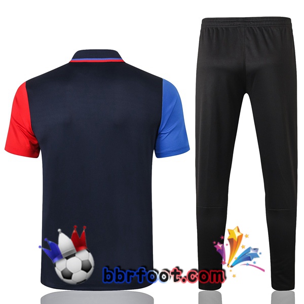 Polo Foot FC Barcelone + Pantalon Bleu Royal Rouge 20/21