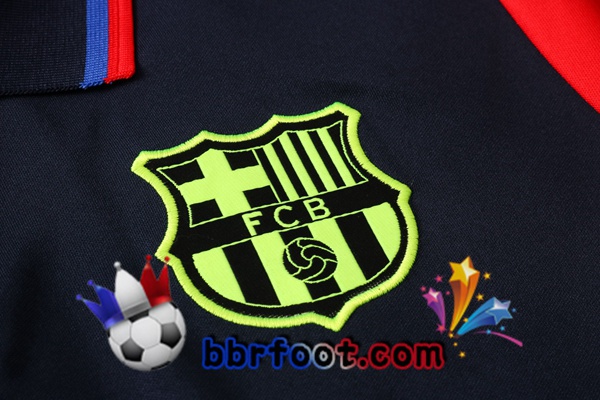 Polo Foot FC Barcelone + Pantalon Bleu Royal Rouge 20/21