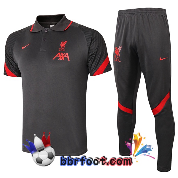 Polo Foot FC Liverpool + Pantalon Gris Fonce 20/21