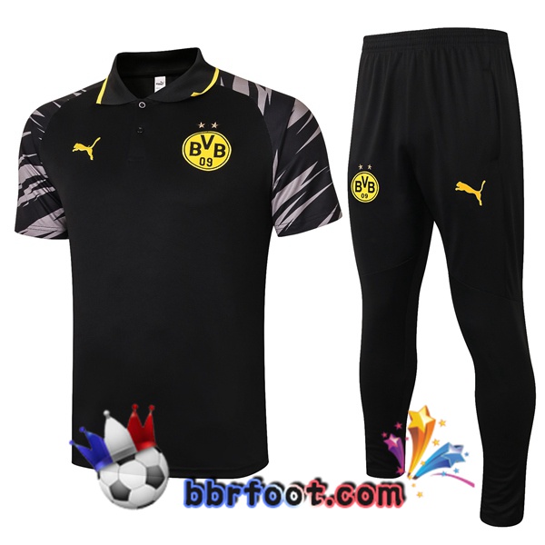 Polo Foot Dortmund BVB + Pantalon Noir Gris 20/21