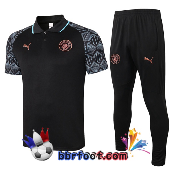 Polo Foot Manchester City + Pantalon Noir 20/21