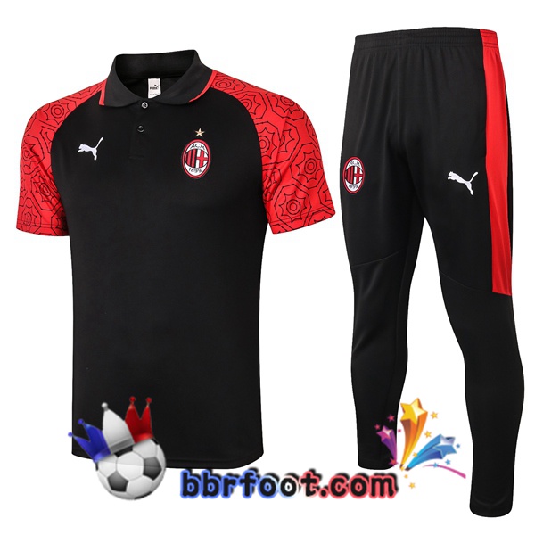 Polo Foot AC Milan + Pantalon Noir Rouge 20/21