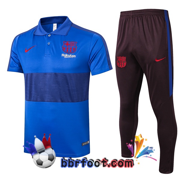 Polo Foot FC Barcelone + Pantalon Bleu 20/21