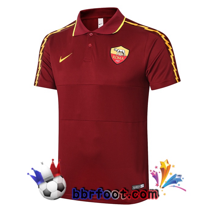Polo Foot AS Roma + Pantalon Rouge Fonce 20/21