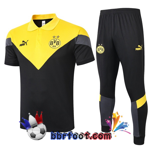 Polo Foot Dortmund BVB + Pantalon Jaune Noir 20/21