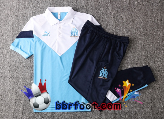 Polo Foot Marseille OM + Pantalon Blanc Bleu 20/21