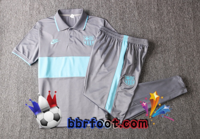 Polo Foot FC Barcelone + Pantalon Gris Vert 20/21