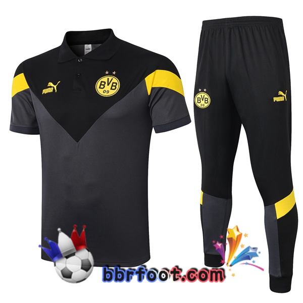 Polo Foot Dortmund BVB + Pantalon Noir Gris 20/21