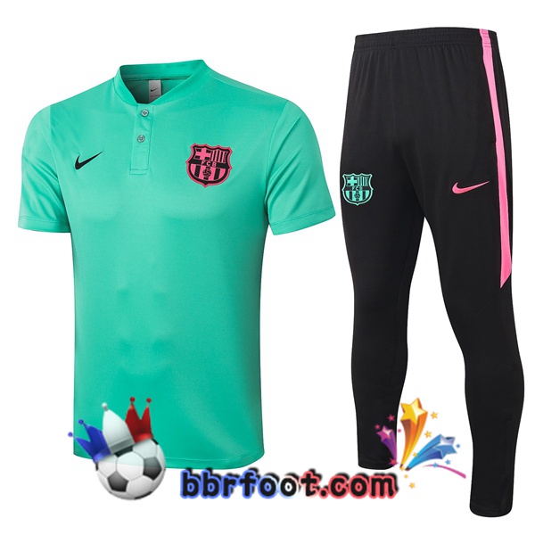 Polo Foot FC Barcelone + Pantalon Vert 20/21