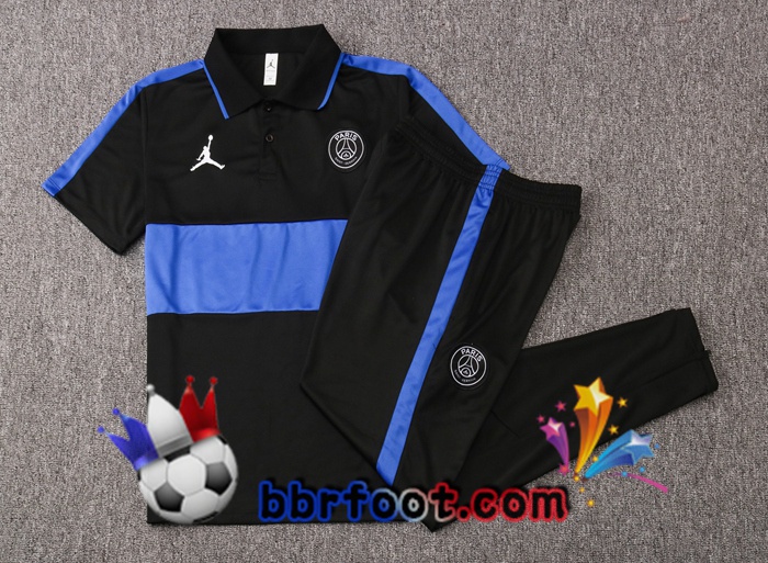 Polo Foot PSG Jordan + Pantalon Noir Bleu 20/21