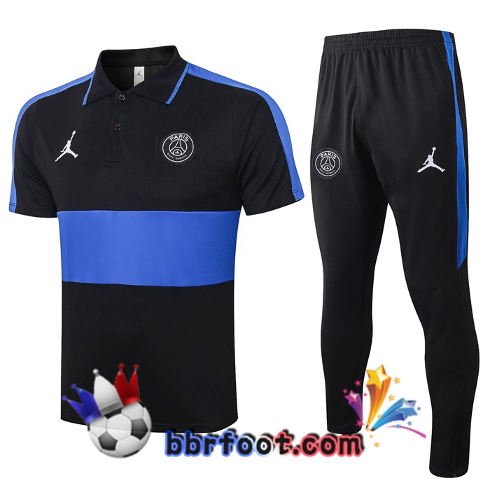 Polo Foot PSG Jordan + Pantalon Noir Bleu 20/21