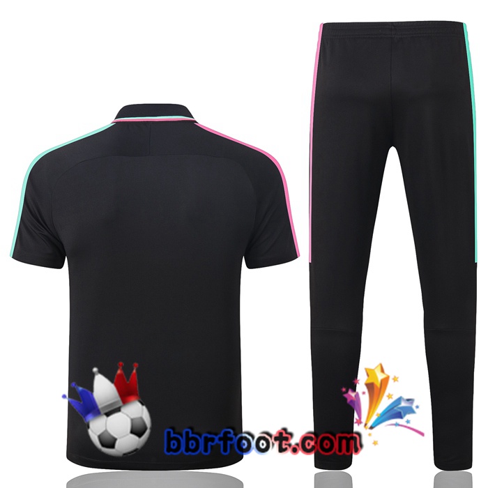 Polo Foot FC Barcelone + Pantalon Noir Vert Rose 20/21