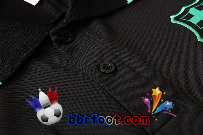 Polo Foot FC Barcelone + Pantalon Noir Vert Rose 20/21
