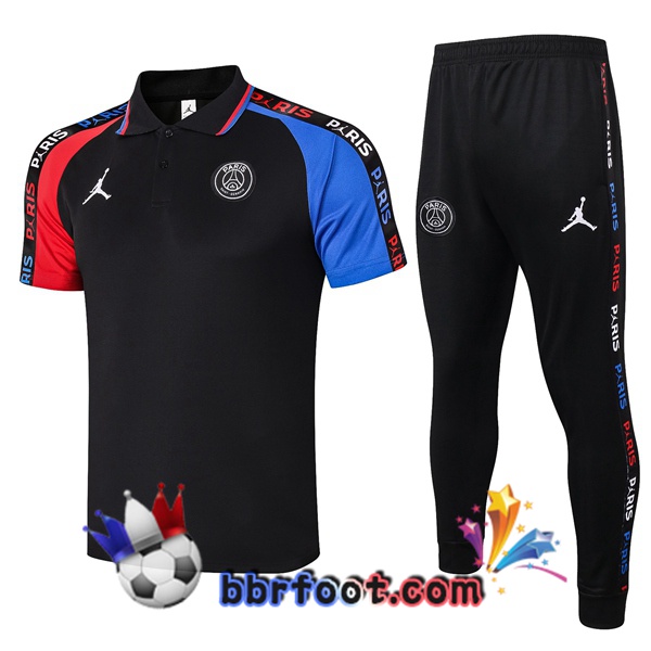 Polo Foot Paris PSG Jordan + Pantalon Noir Bleu Rouge 20/21