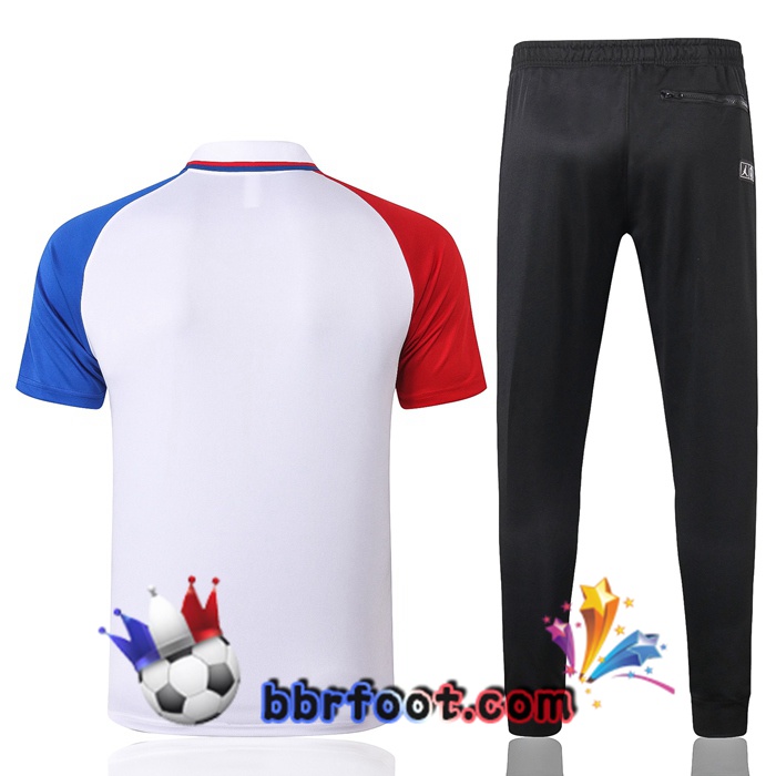 Polo Foot Paris PSG Jordan + Pantalon Blanc Bleu Rouge 20/21