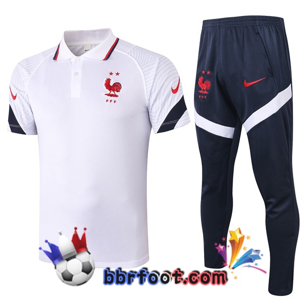 Polo Foot France + Pantalon Blanc 20/21
