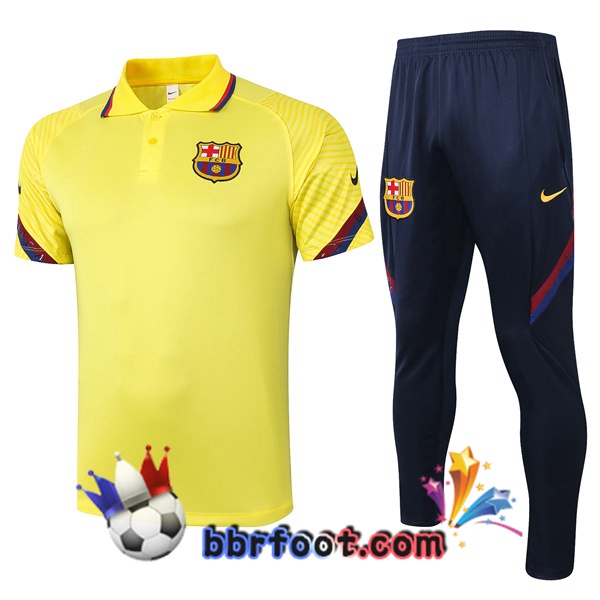 Polo Foot FC Barcelone + Pantalon Jaune 20/21
