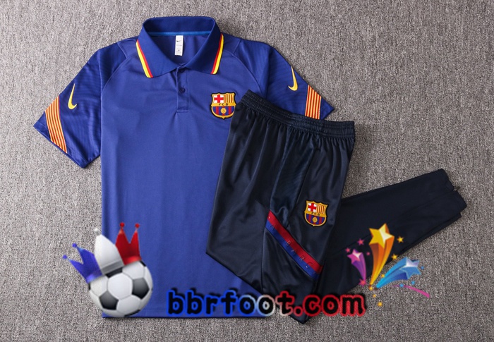 Polo Foot FC Barcelone + Pantalon Bleu 20/21