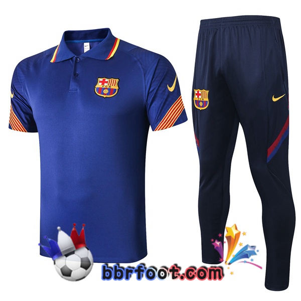 Polo Foot FC Barcelone + Pantalon Bleu 20/21