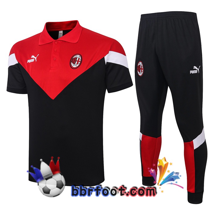 Polo Foot AC Milan + Pantalon Noir Rouge 20/21