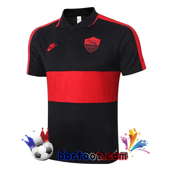 Polo Foot AS Roma Noir Rouge 20/21