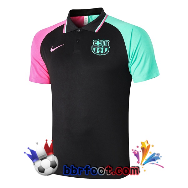 Polo Foot FC Barcelone Noir Rose Vert 20/21