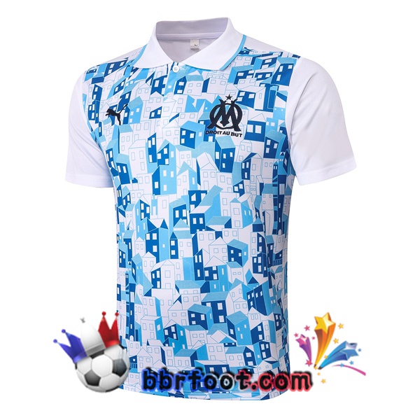 Polo Foot Marseille OM Bleu Blanc 20/21