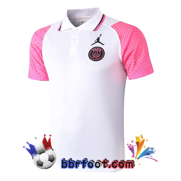 Polo Foot JORDAN Paris PSG Blanc Rose 20/21