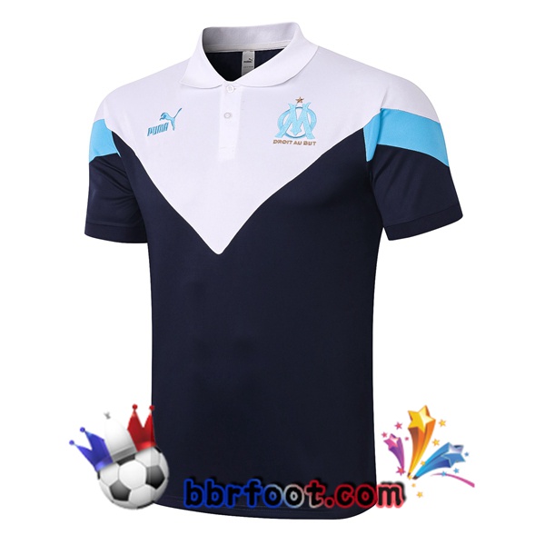 Polo Foot Marseille OM Bleu Royal Blanc 20/21