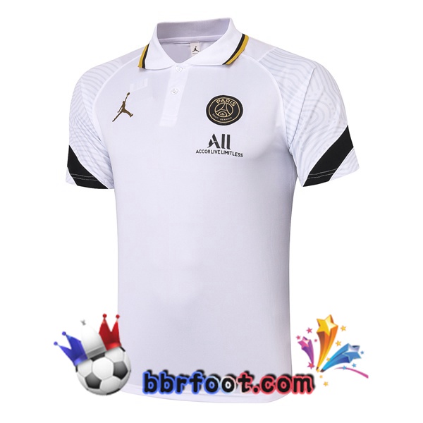Polo Foot JORDAN Paris PSG Blanc 20/21 Polo Foot JORDAN Paris PSG Blanc 20/21