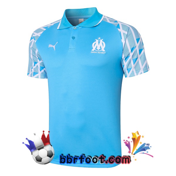 Polo Foot Marseille OM Bleu Blanc 20/21