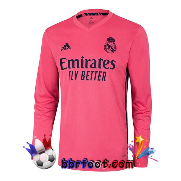 Maillot Foot Real Madrid Exterieur Manche Longue Rose 20/21