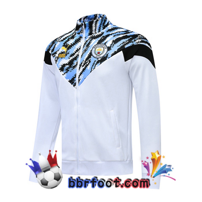 Veste Survetement Foot Manchester City Blanc 20/21
