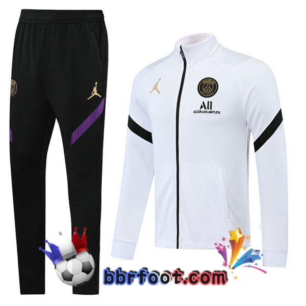 Veste Survetement Foot Pairis PSG Jordan Blanc 20/21