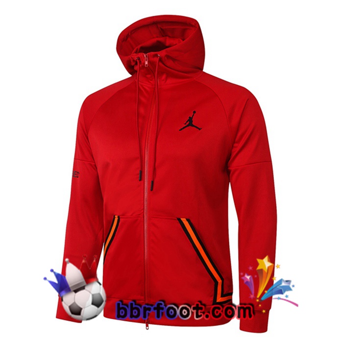 Veste A Capuche Survetement Foot Pairis PSG Jordan Rouge 20/21
