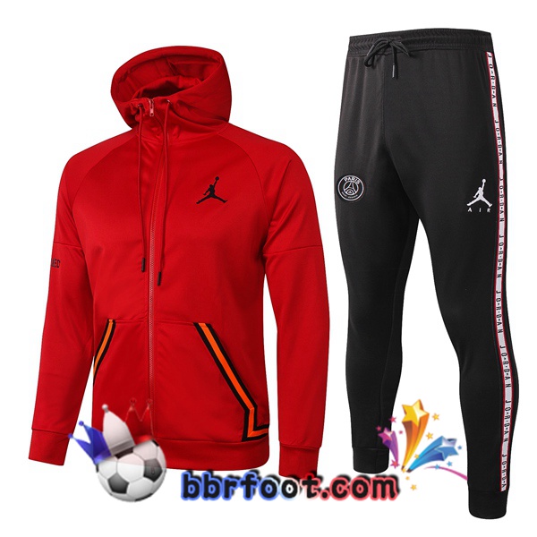 Veste A Capuche Survetement Foot Pairis PSG Jordan Rouge 20/21